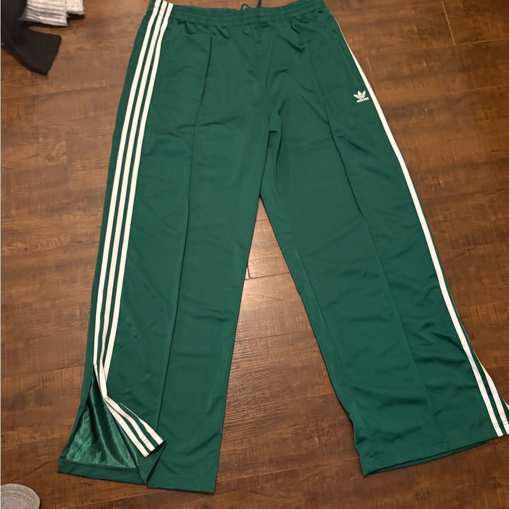 Adidas women Emerald Green Joggers with White Stripes